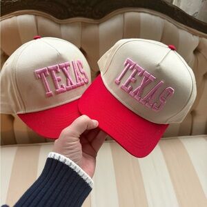 Qty. 2 Texas Embroidered Baseball Cap - Cream, Red, Pink